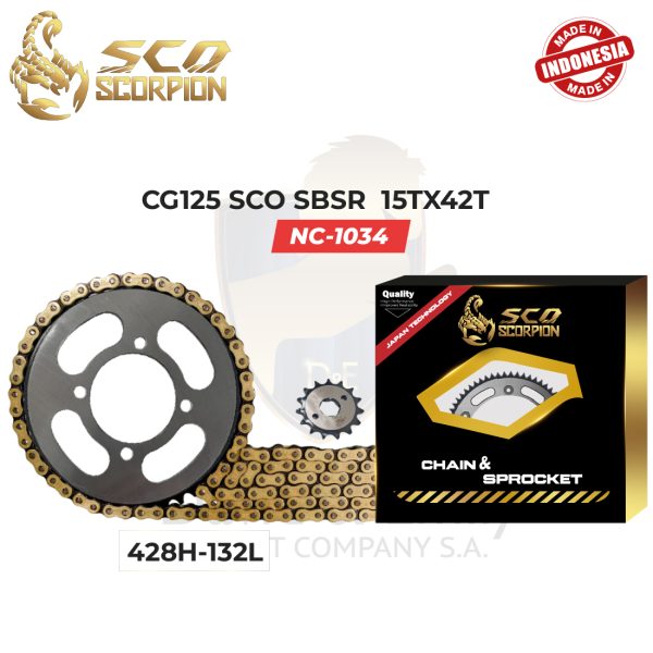 KIT ARRASTRE 428H-132L CG125 15TX42 SCO  SBSR