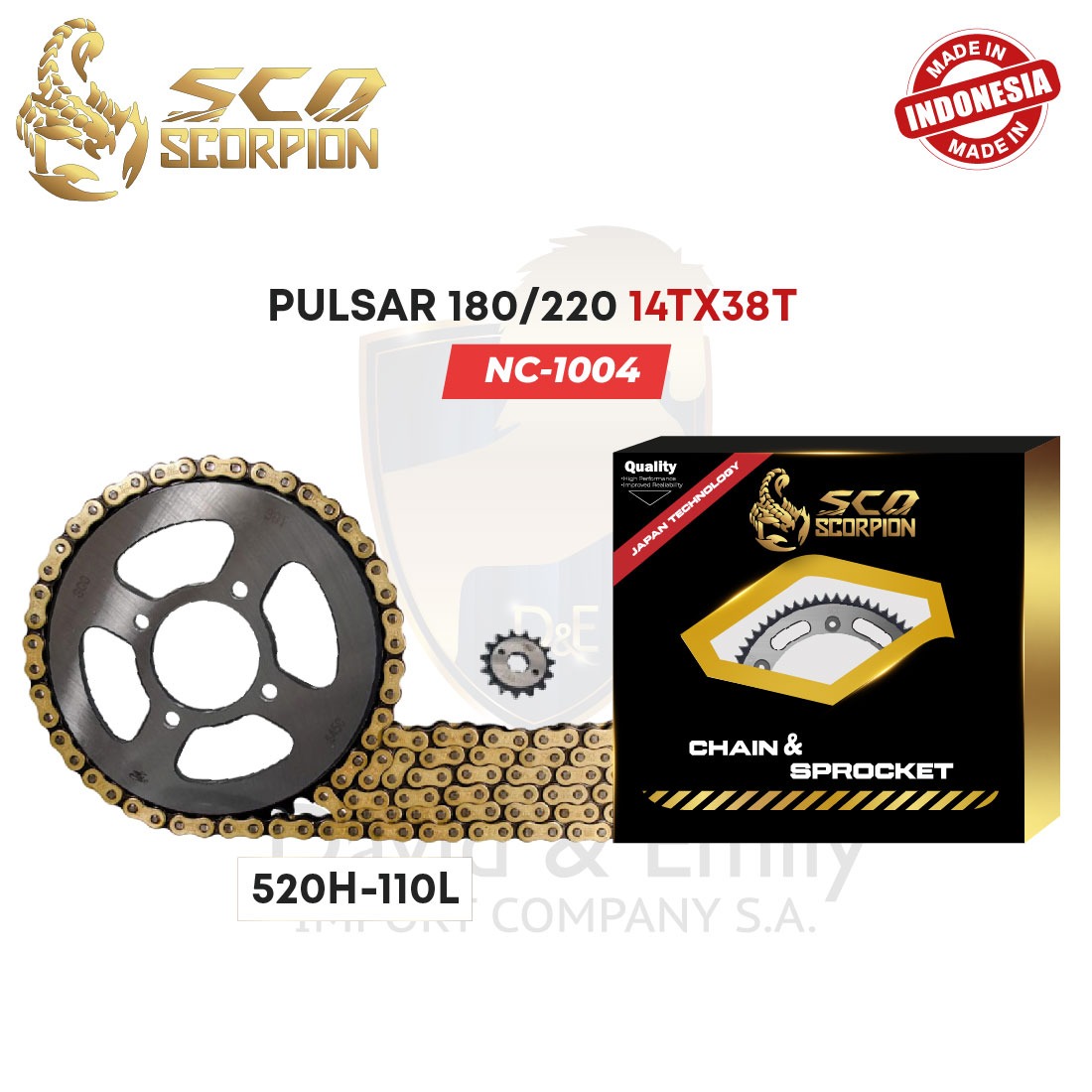 KIT ARRASTRE 520H-110L PULSAR 180/220 14X38T SCO