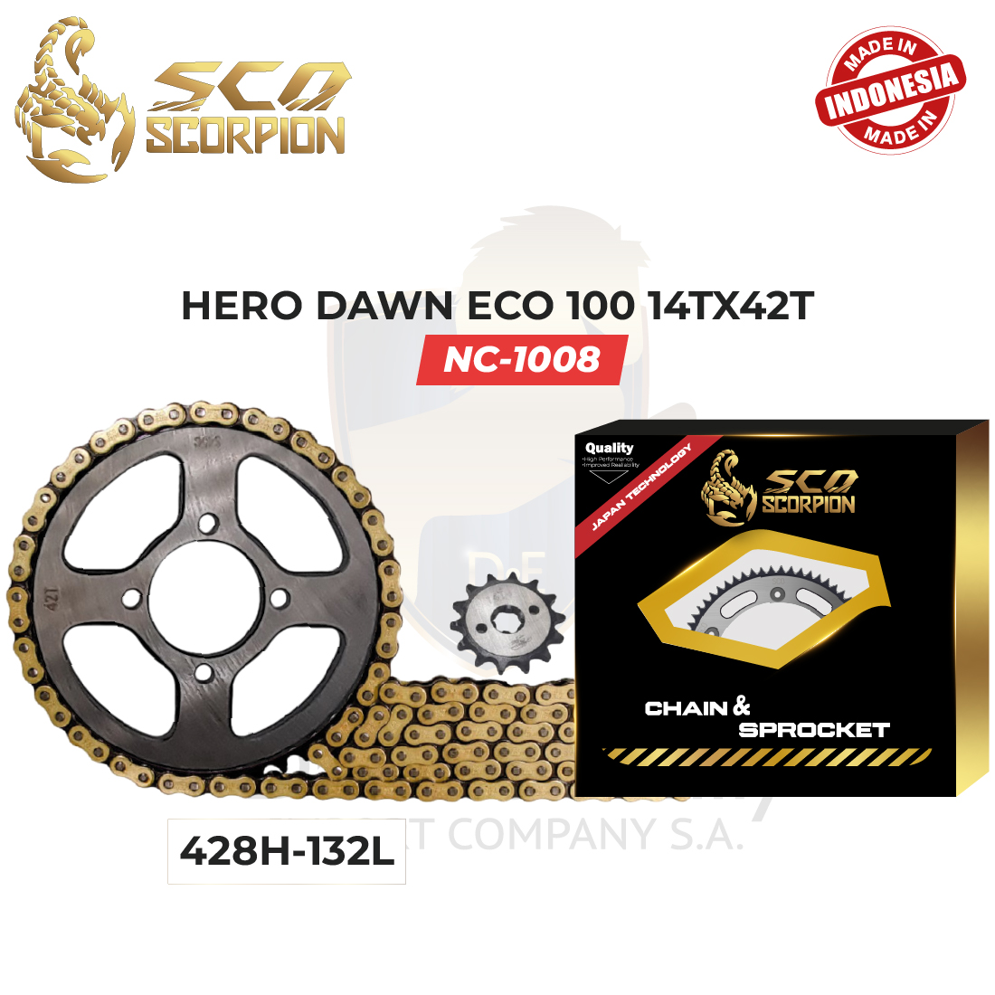 KIT ARRASTRE 428H-132L HERO DAWN ECO/100 14TX42
